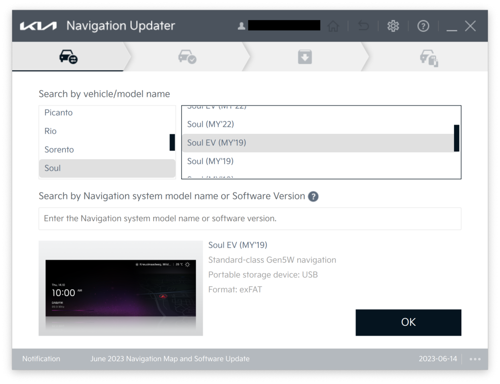 An image showing the Kia nav updater running on my m1 mac as a native app.