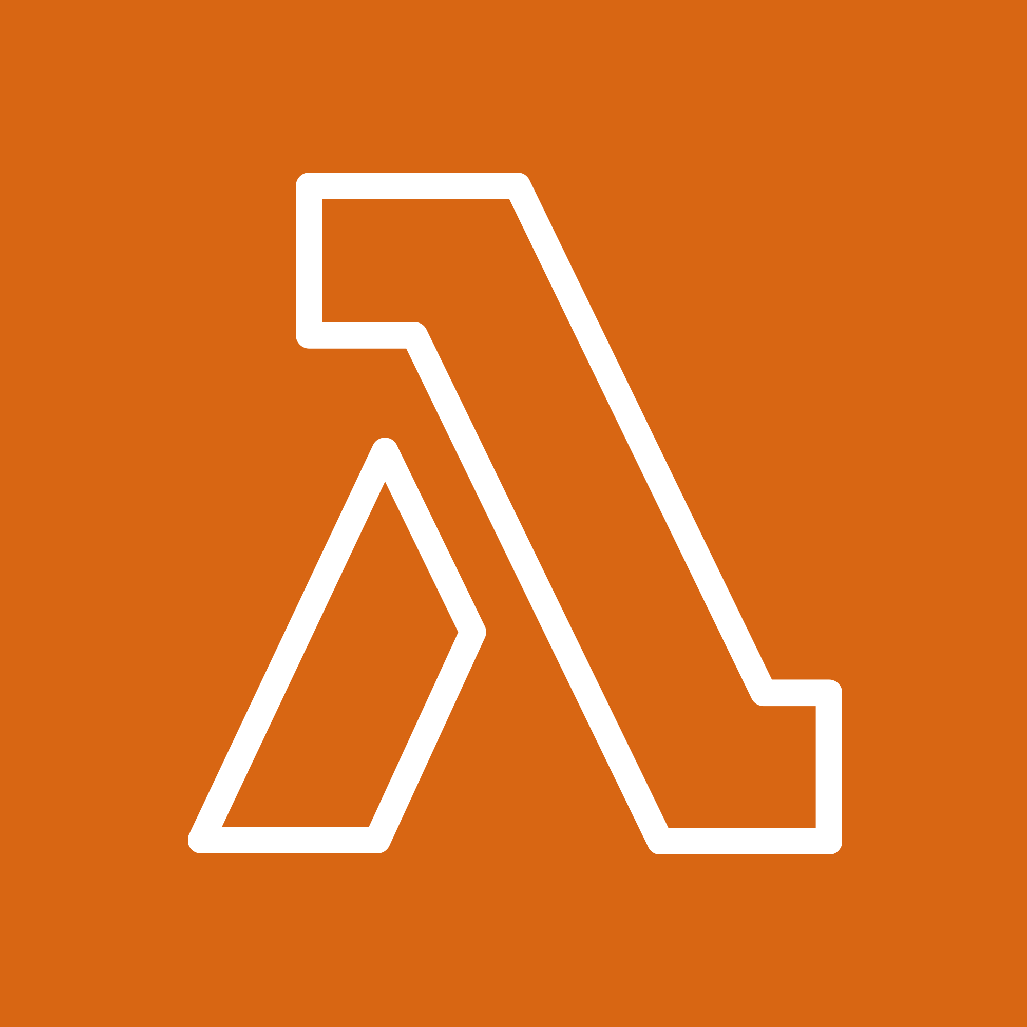 Aws Lambda Logo white outline on orange background